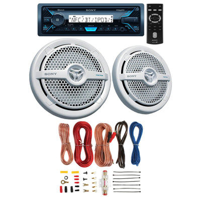 Sony Marine Receiver with 6.5 Inch Marine Speakers And Sandstorm Wiring Kit