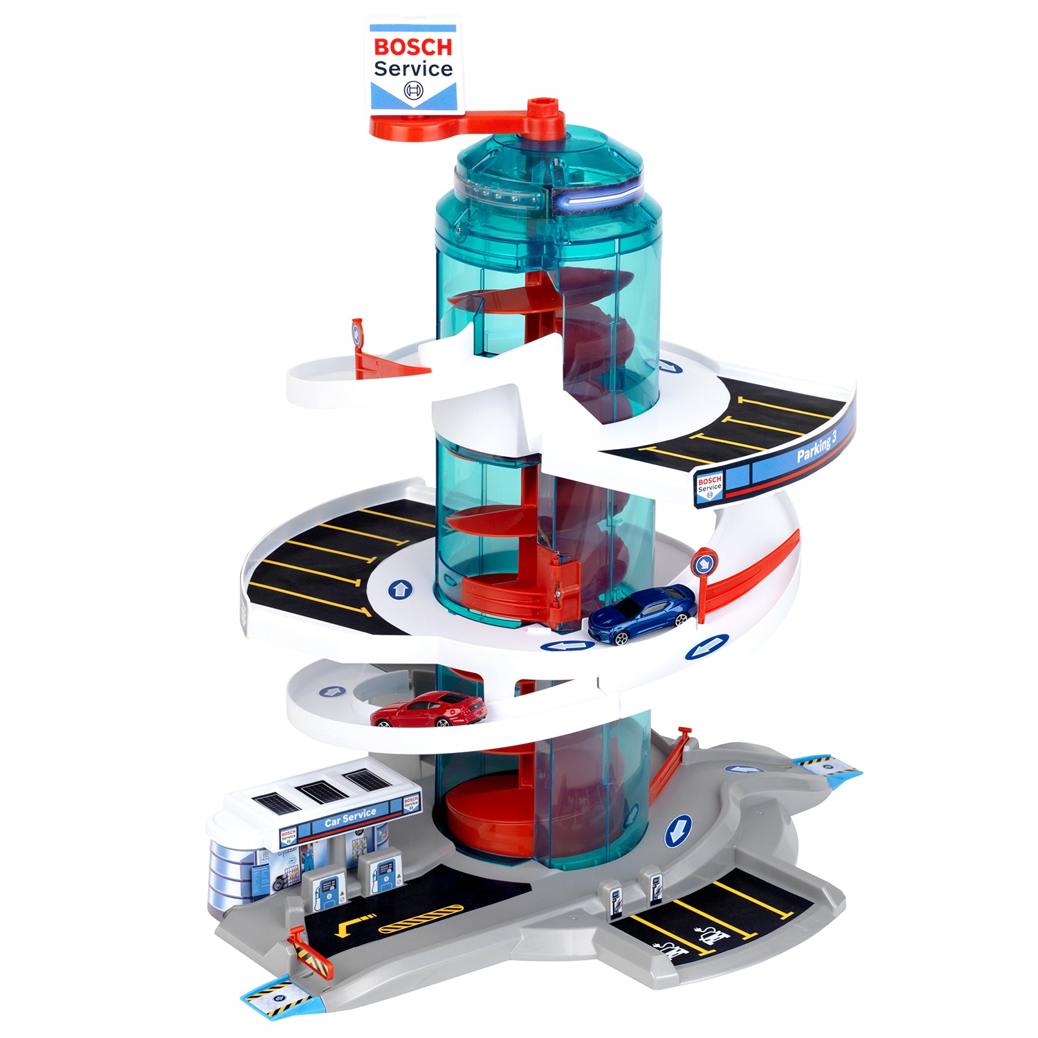 Theo Klein Bosch Car Service Helix Shaped Parking Garage Toy for Kids 3 and Up - VMInnovations