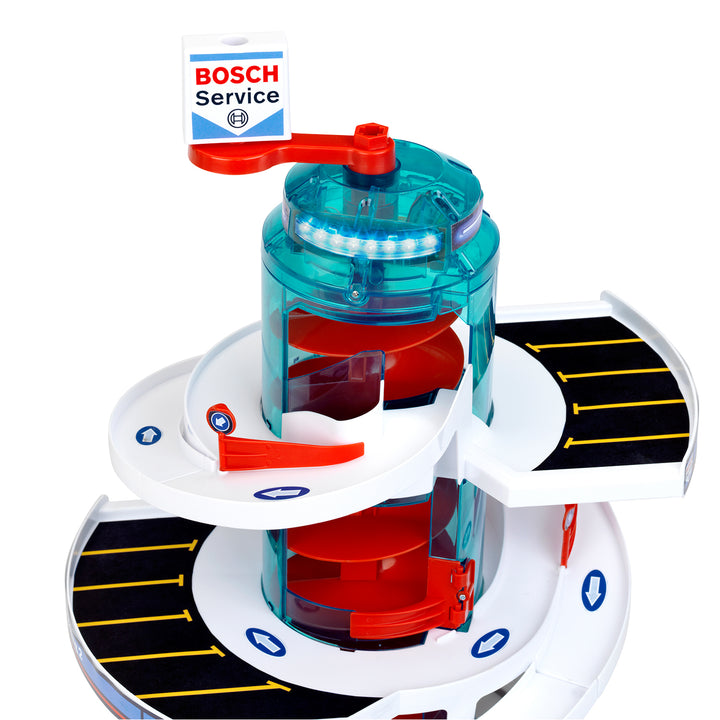 Theo Klein Bosch Car Service Helix Shaped Parking Garage Toy for Kids 3 and Up