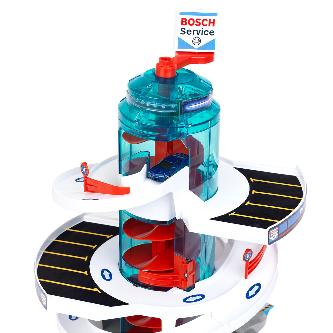 Theo Klein Bosch Car Service Helix Shaped Parking Garage Toy for Kids 3 and Up