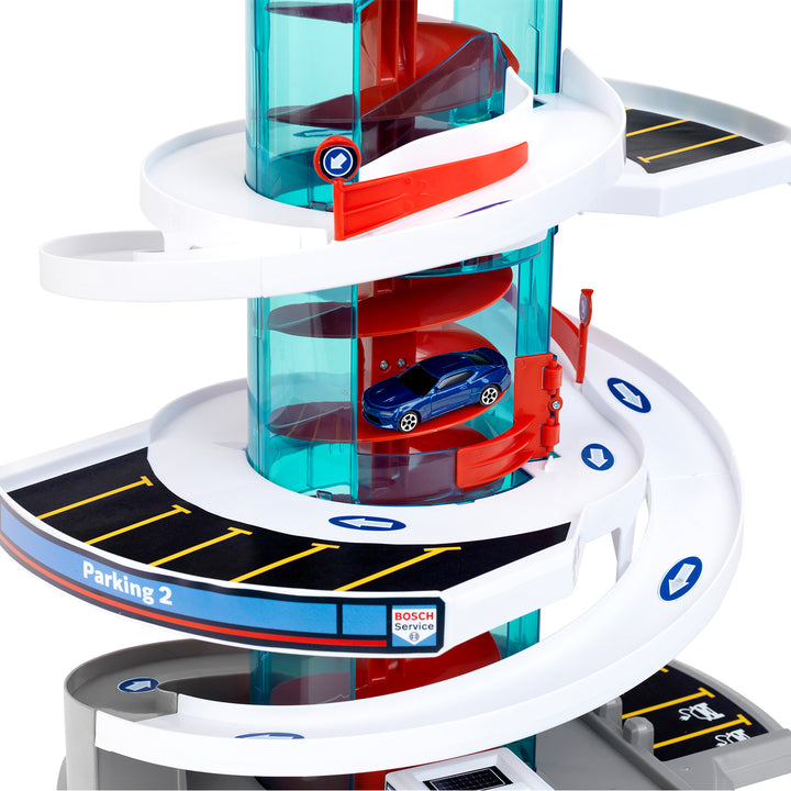 Theo Klein Bosch Car Service Helix Shaped Parking Garage Toy for Kids 3 and Up