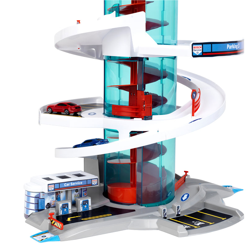 Theo Klein Bosch Car Service Helix Shaped Parking Garage Toy for Kids 3 and Up