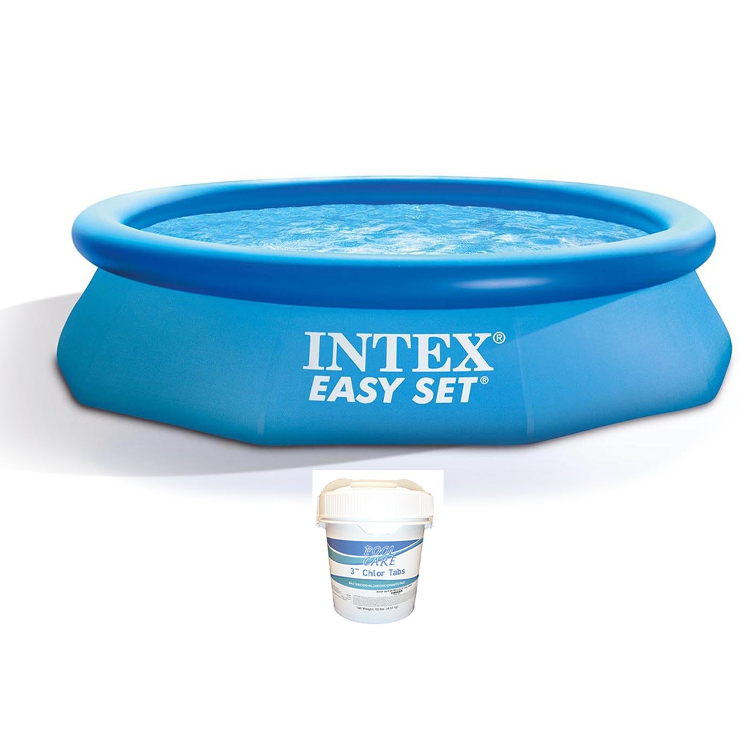 Intex Easy Set 10ft x 30in Above Ground Round Swimming Pool & Chlorine Tabs - VMInnovations