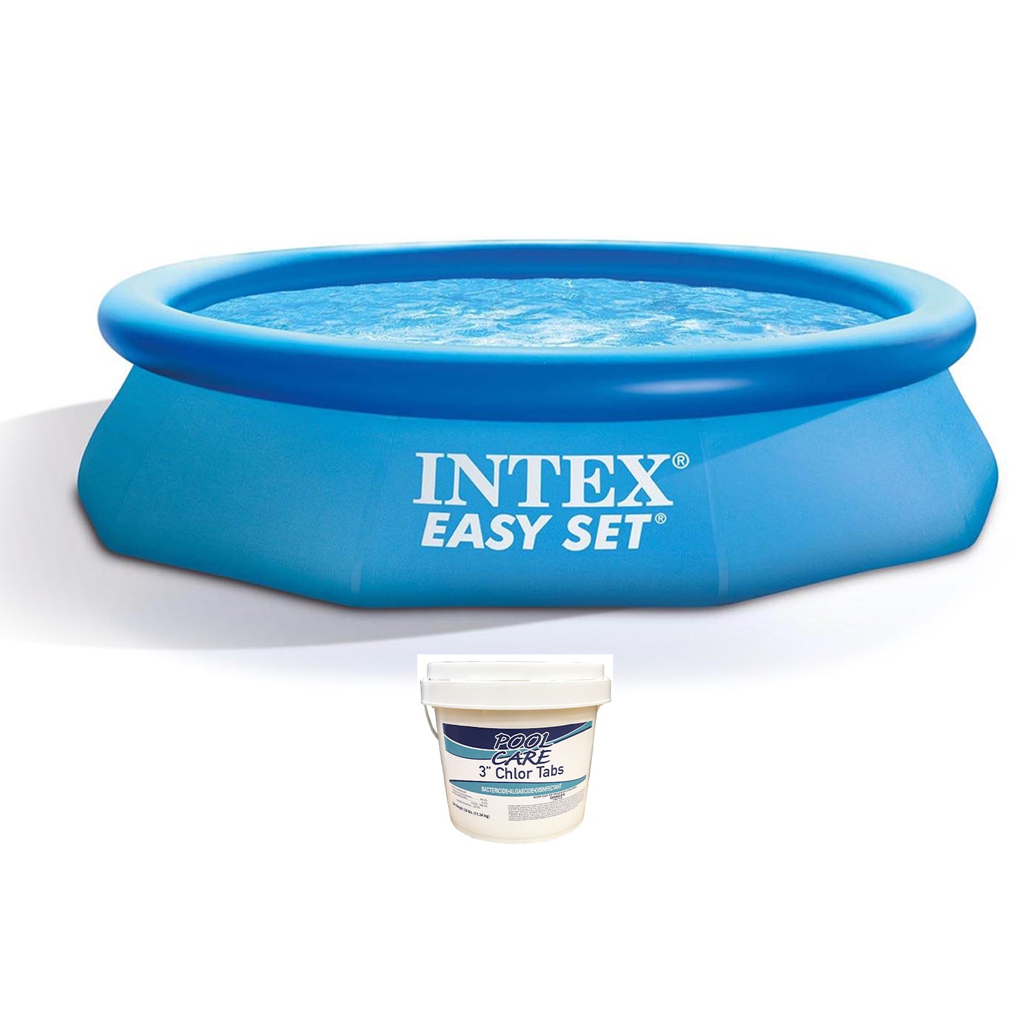 Intex Easy Set 10ft x 30in Above Ground Round Swimming Pool & Chlorine Tabs
