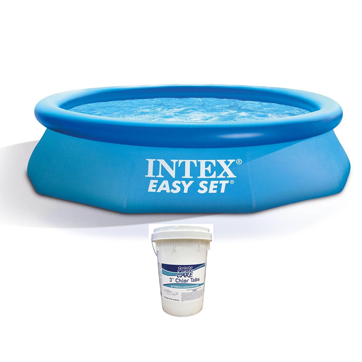 Intex Easy Set 10ft x 30in Above Ground Round Swimming Pool & Chlorine Tabs