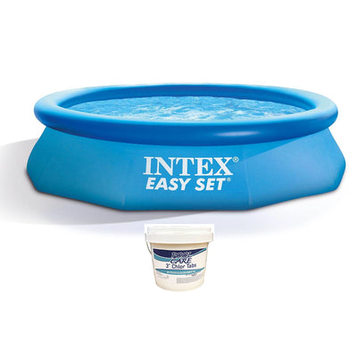 Intex Easy Set 10ft x 30in Above Ground Round Swimming Pool & Chlorine Tabs