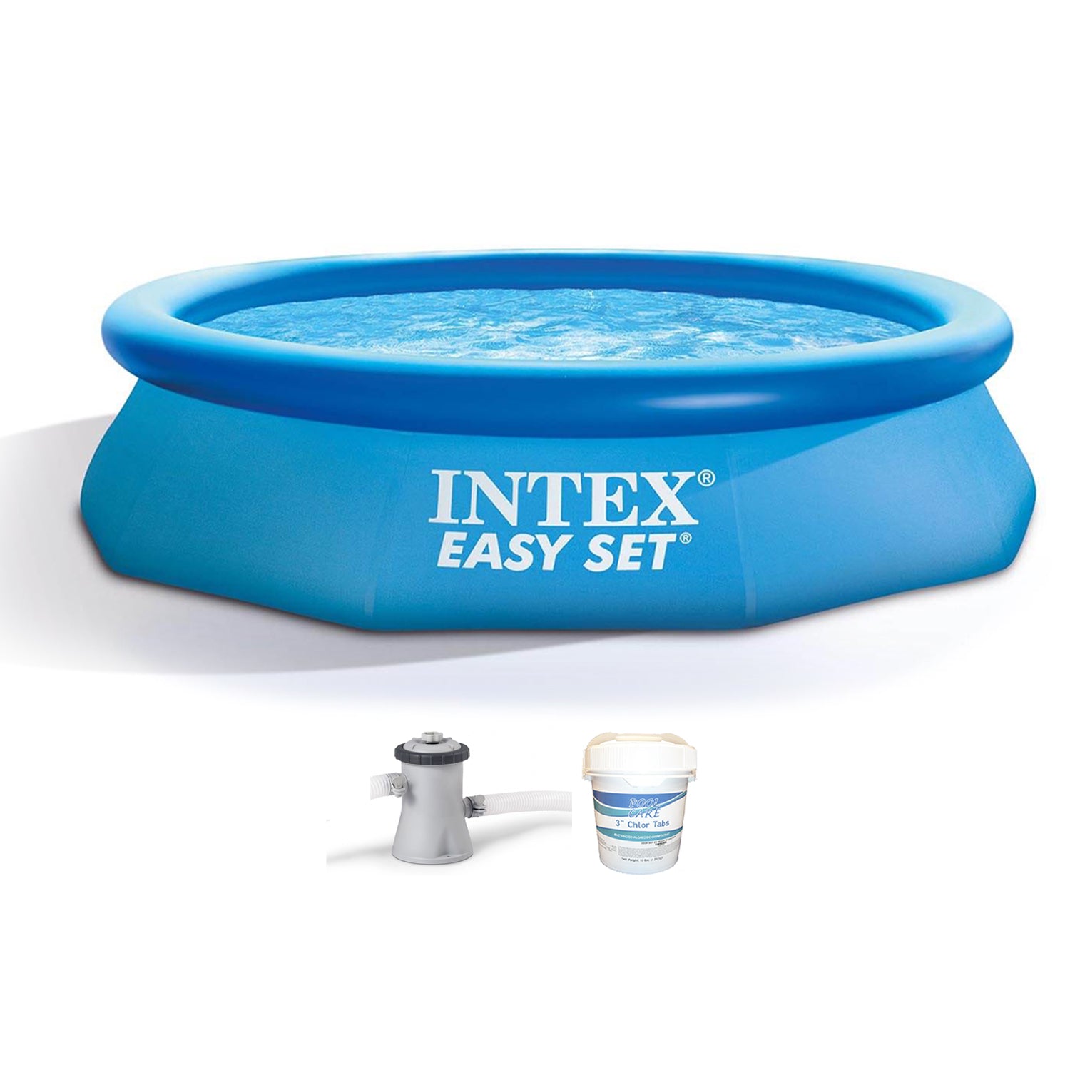 Intex 28121EH 10ft x 30in Kid Swimming Pool with Filter Pump & Chlorine Tabs - VMInnovations
