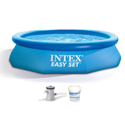 Intex 28121EH 10ft x 30in Kid Swimming Pool with Filter Pump & Chlorine Tabs - VMInnovations