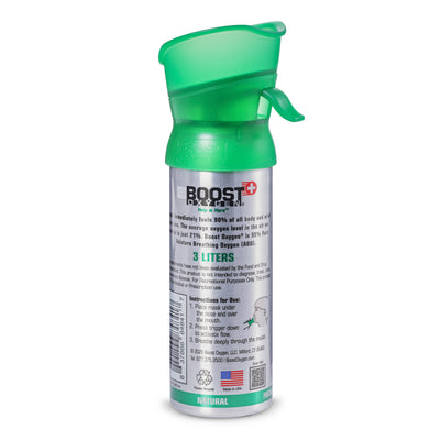 Boost Oxygen 3L Pocket Sized Can Oxygen Bottle w/Mouthpiece, Natural (24 Pack) - VMInnovations
