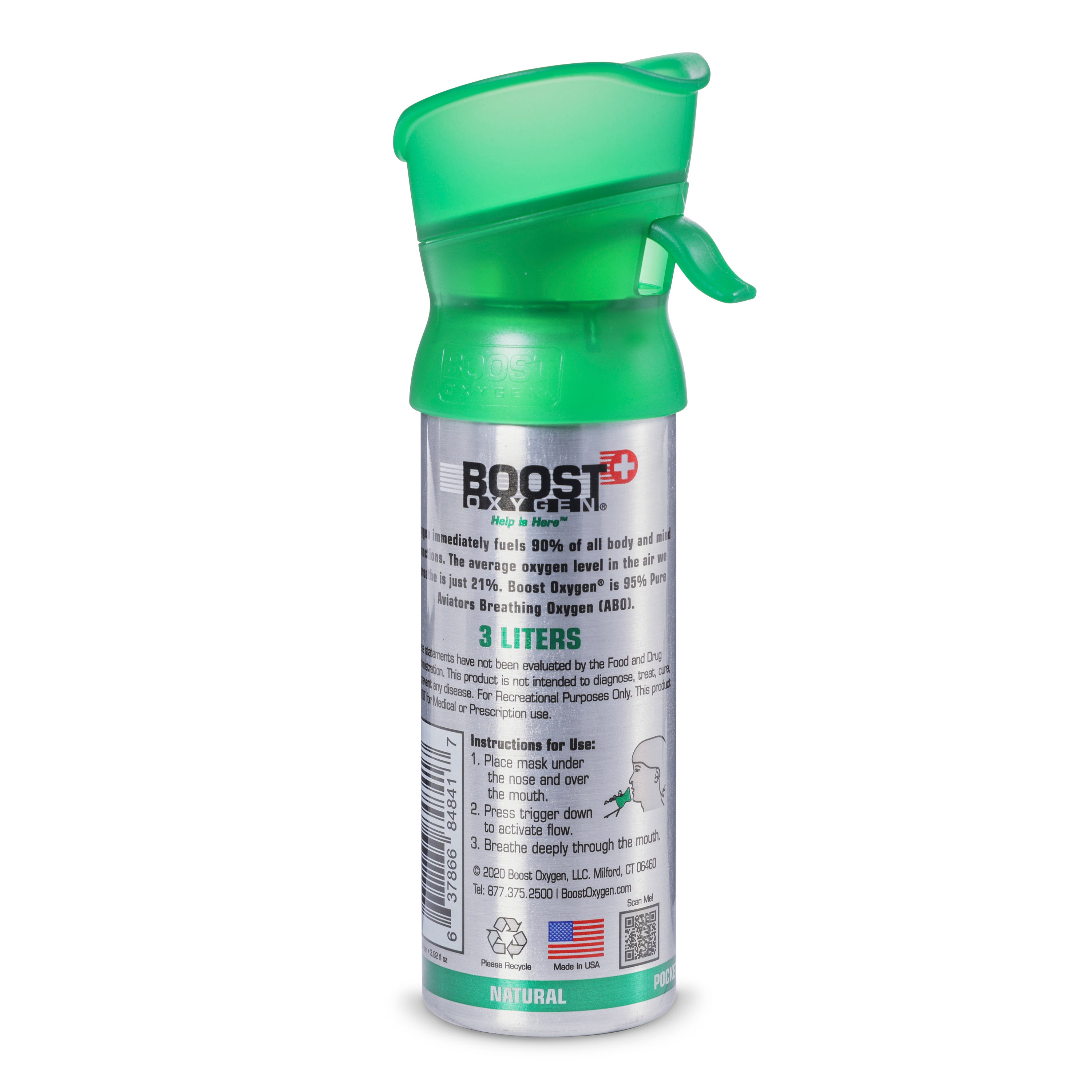 Boost Oxygen 3L Pocket Sized Canned Oxygen Bottle w/Mouthpiece, Natural (7 Pack) - VMInnovations