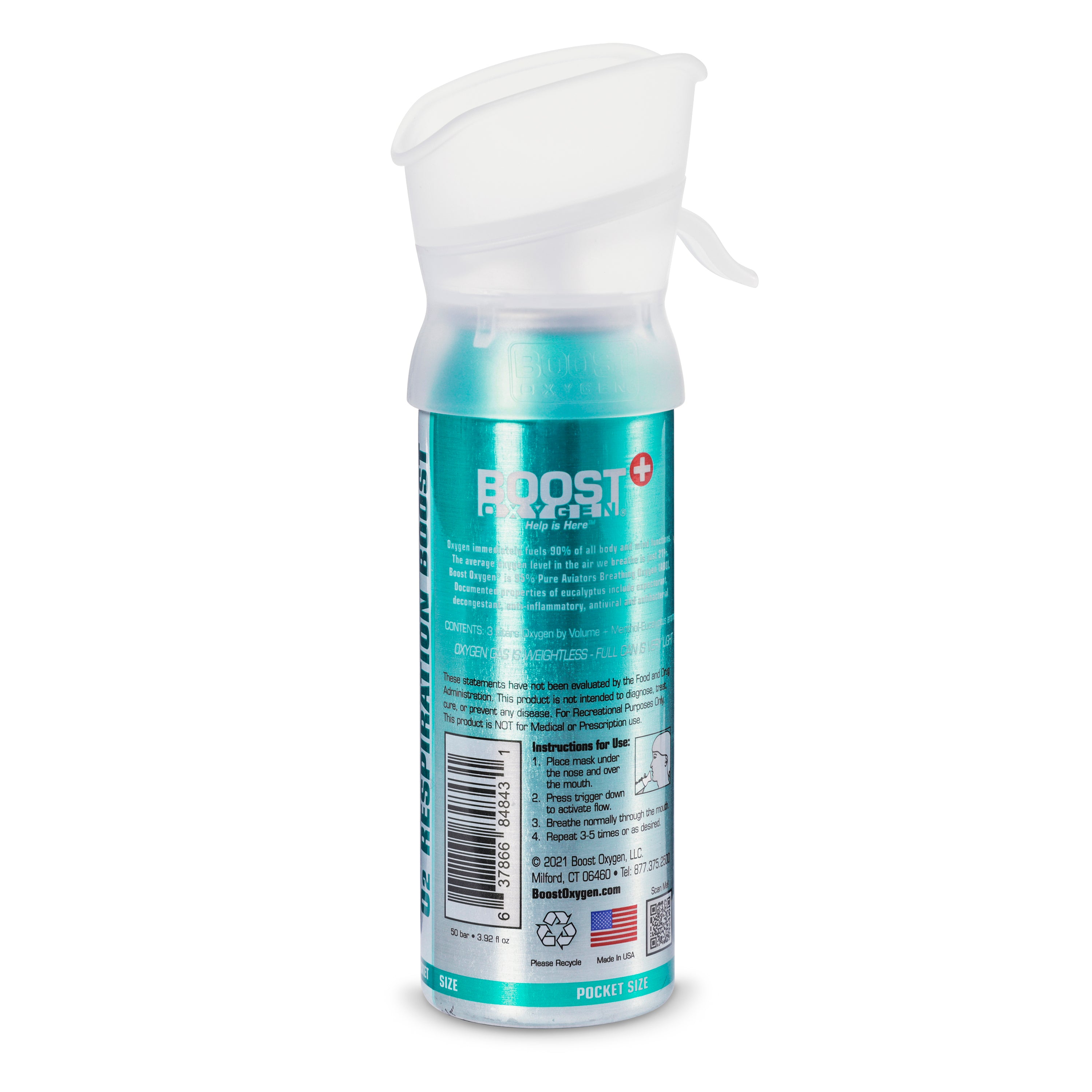 Boost Oxygen 3 Liter Pocket Sized Canned Oxygen, Menthol Eucalyptus (16 Pack) - VMInnovations