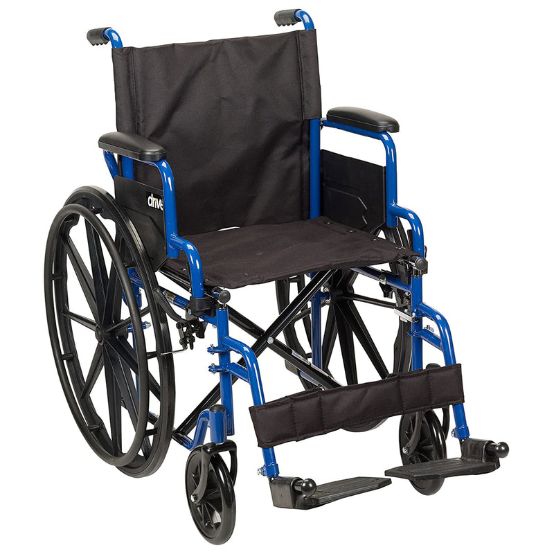 Drive Medical Blue Streak Lightweight Folding Wheelchair with 20 Inch Wide Seat