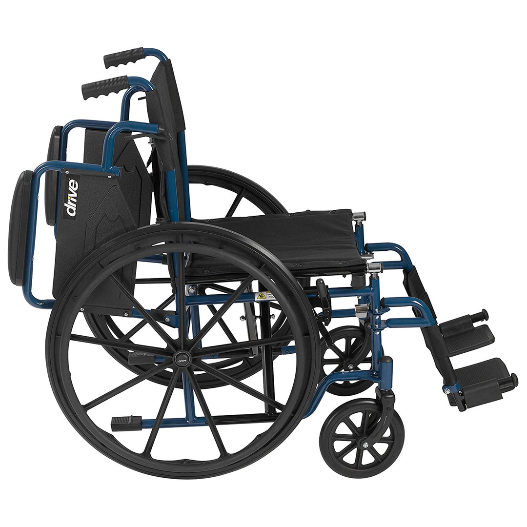 Drive Medical Blue Streak Lightweight Folding Wheelchair with 20 Inch Wide Seat