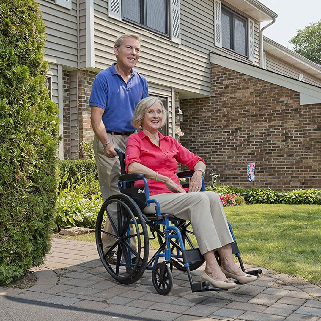 Drive Medical Blue Streak Lightweight Folding Wheelchair with 20 Inch Wide Seat