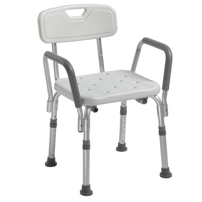 Drive Medical 12445KD-1 Shower Chair w/ High Back & Removable Padded Arms, Gray - VMInnovations