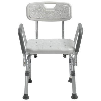 Drive Medical 12445KD-1 Shower Chair w/ High Back & Removable Padded Arms, Gray - VMInnovations
