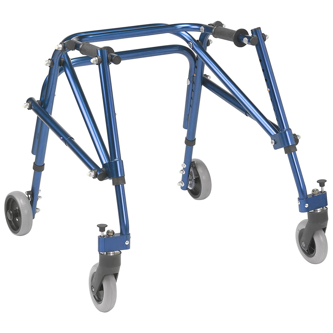 Drive Medical Nimbo Lightweight Aluminum Rolling Posterior Walker, Small, Blue