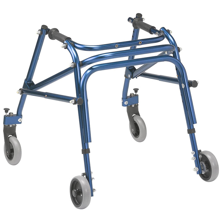 Drive Medical Nimbo Lightweight Aluminum Rolling Posterior Walker, Small, Blue