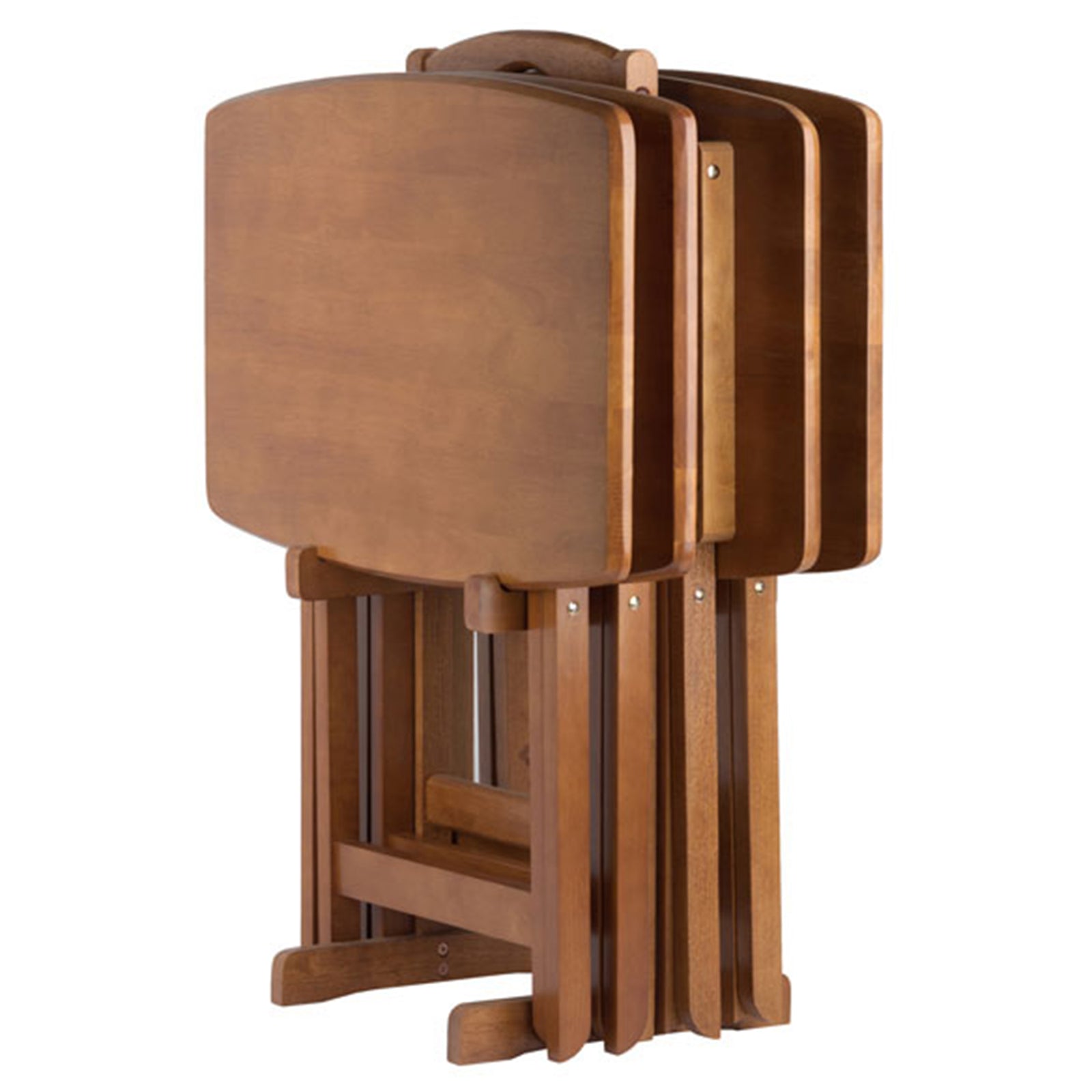 Winsome Dylan Wood 5 Piece Over Sized Folding Tray Table Set & Stand (Open Box) - VMInnovations