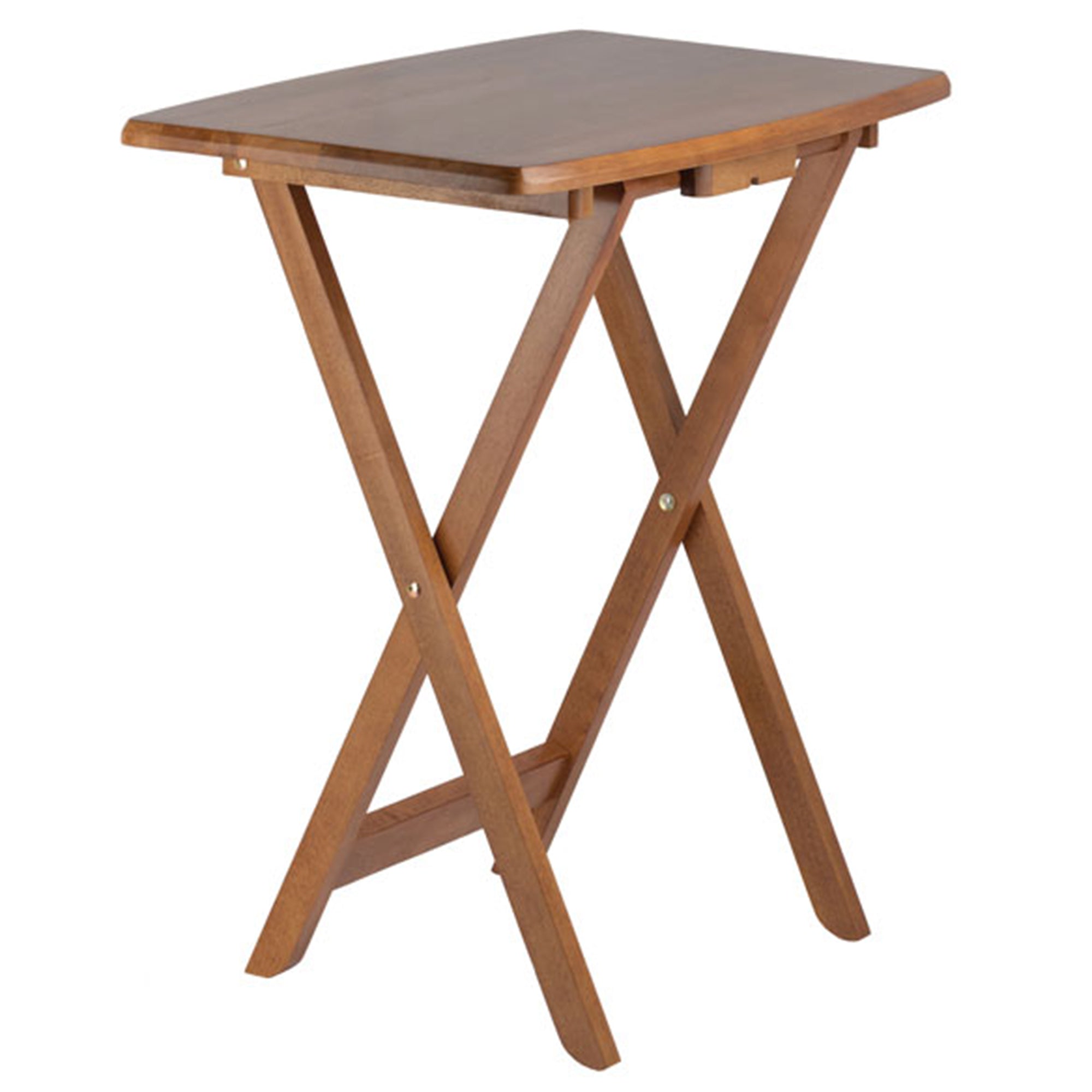 Winsome Dylan Wood 5 Piece Over Sized Folding TV Tray Table Set & Stand, Teak