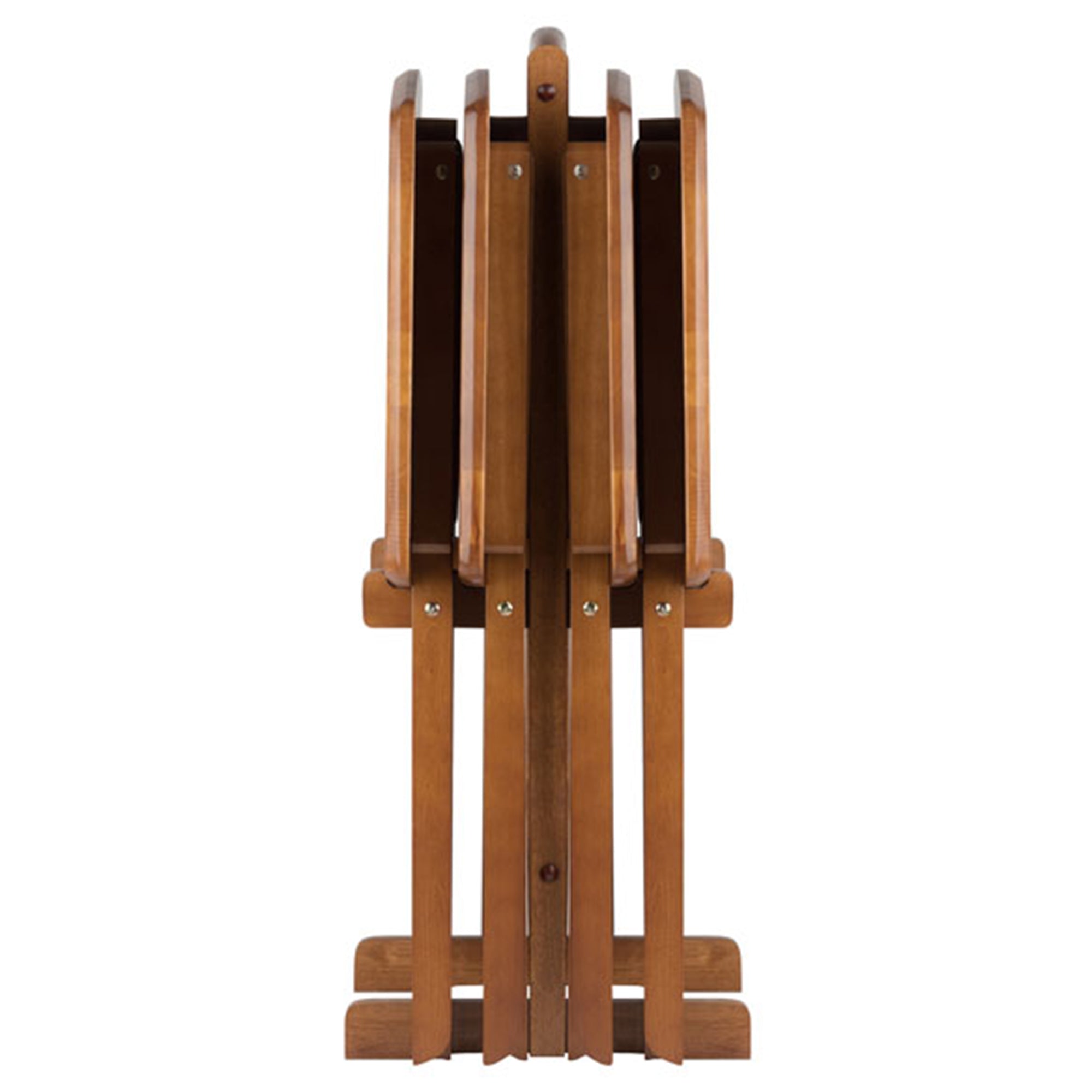 Winsome Dylan Wood 5 Piece Over Sized Folding TV Tray Table Set & Stand, Teak