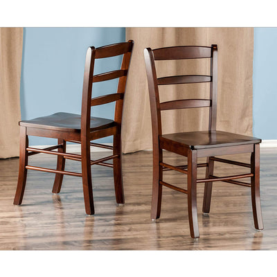 Winsome Solid Wood Benjamin Ladder Back Dining Chairs, Walnut Finish (Set of 2)