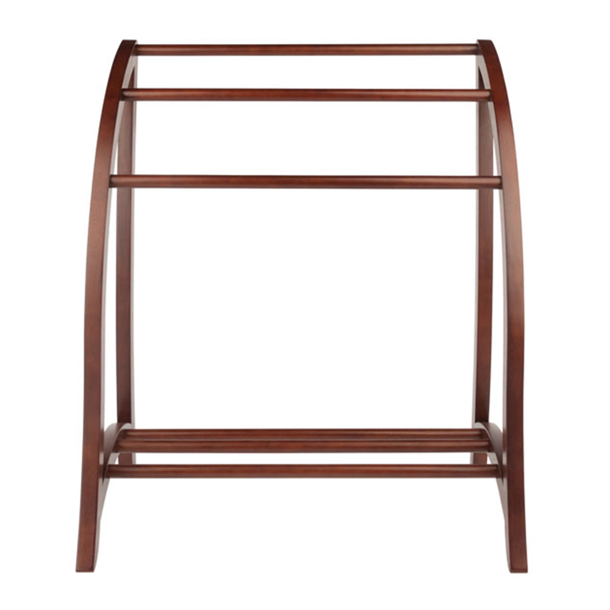 Winsome 36 Inch Tall Wooden Betsy 3 Rod Blanket Storage Organizer Rack, Walnut