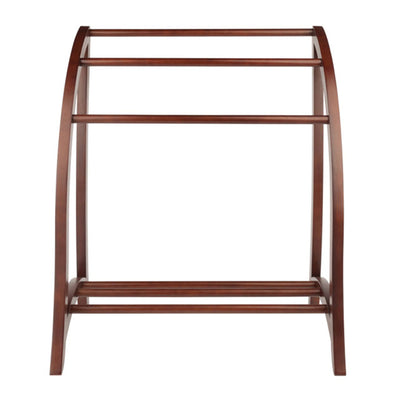 Winsome 36 Inch Tall Wooden Betsy 3 Rod Blanket Storage Organizer Rack, Walnut