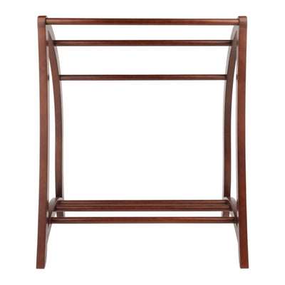 Winsome 36 Inch Tall Wooden Betsy 3 Rod Blanket Storage Organizer Rack, Walnut