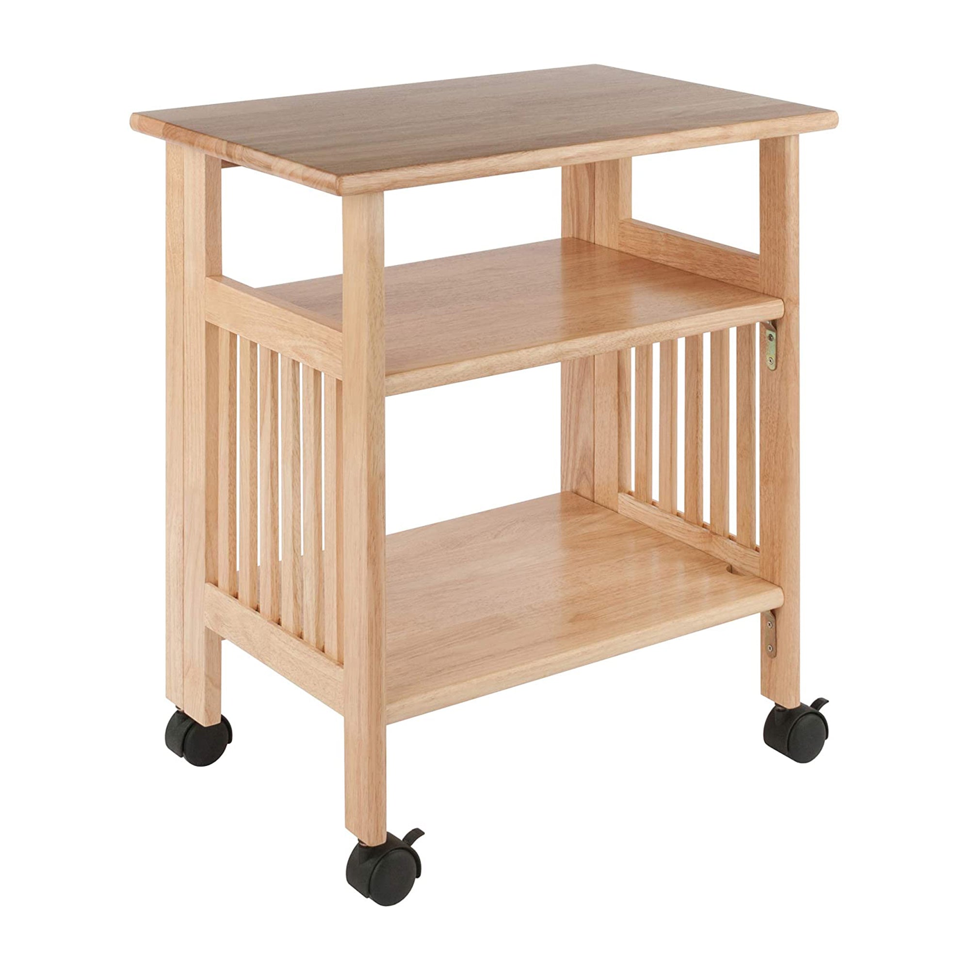 Winsome 27.17 Inch Wooden Mission Foldable Rolling Office Printer Stand, Natural
