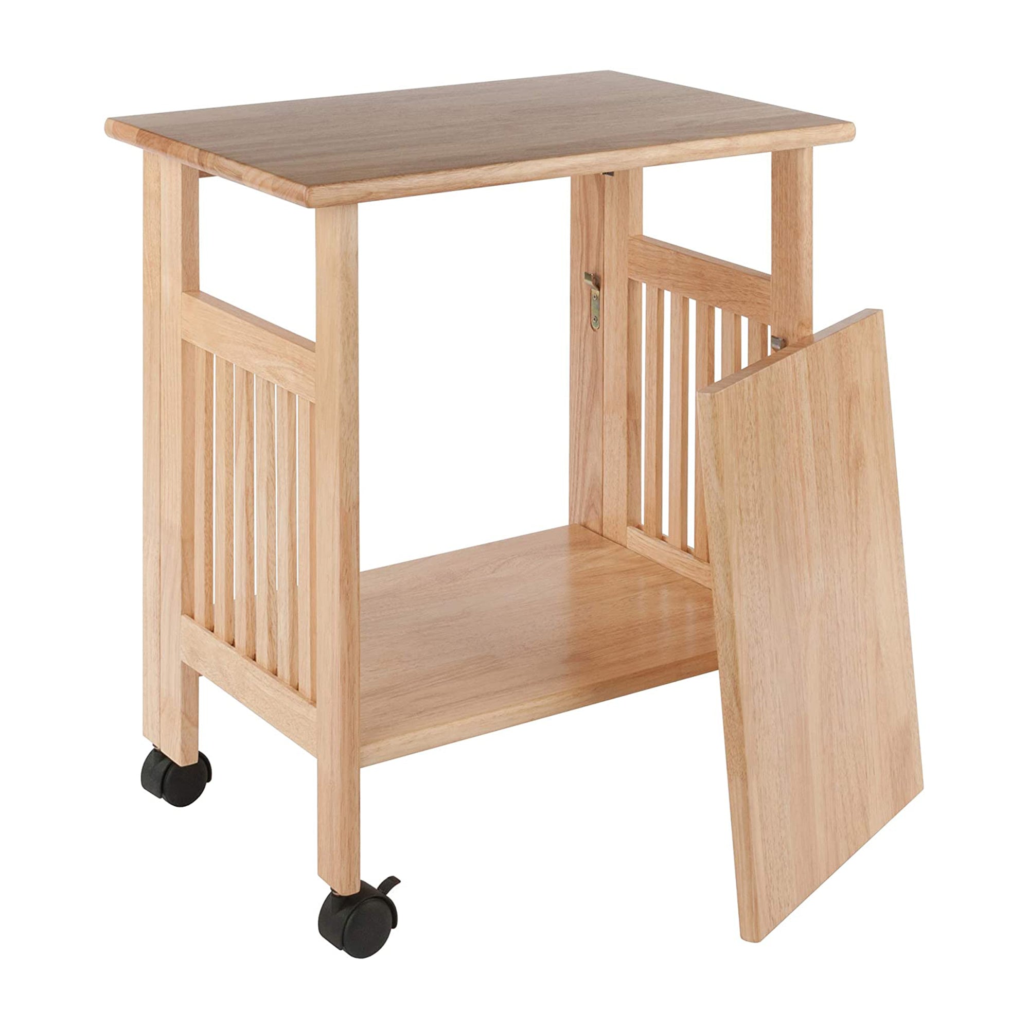 Winsome 27.17 Inch Wooden Mission Foldable Rolling Office Printer Stand, Natural