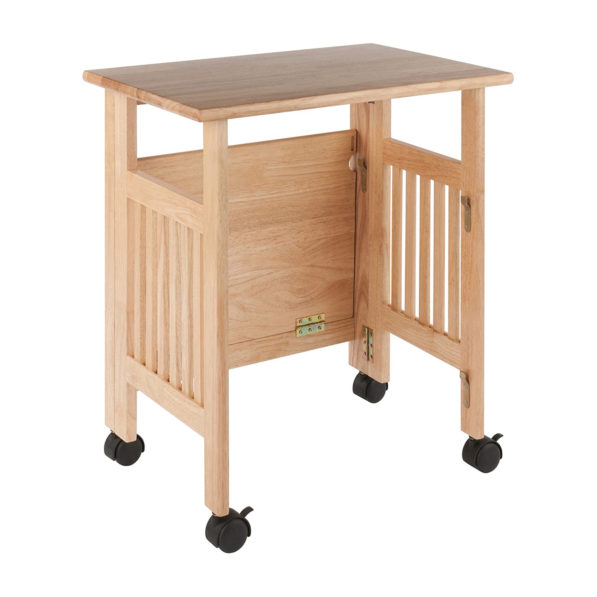 Winsome 27.17 Inch Wooden Mission Foldable Rolling Office Printer Stand, Natural