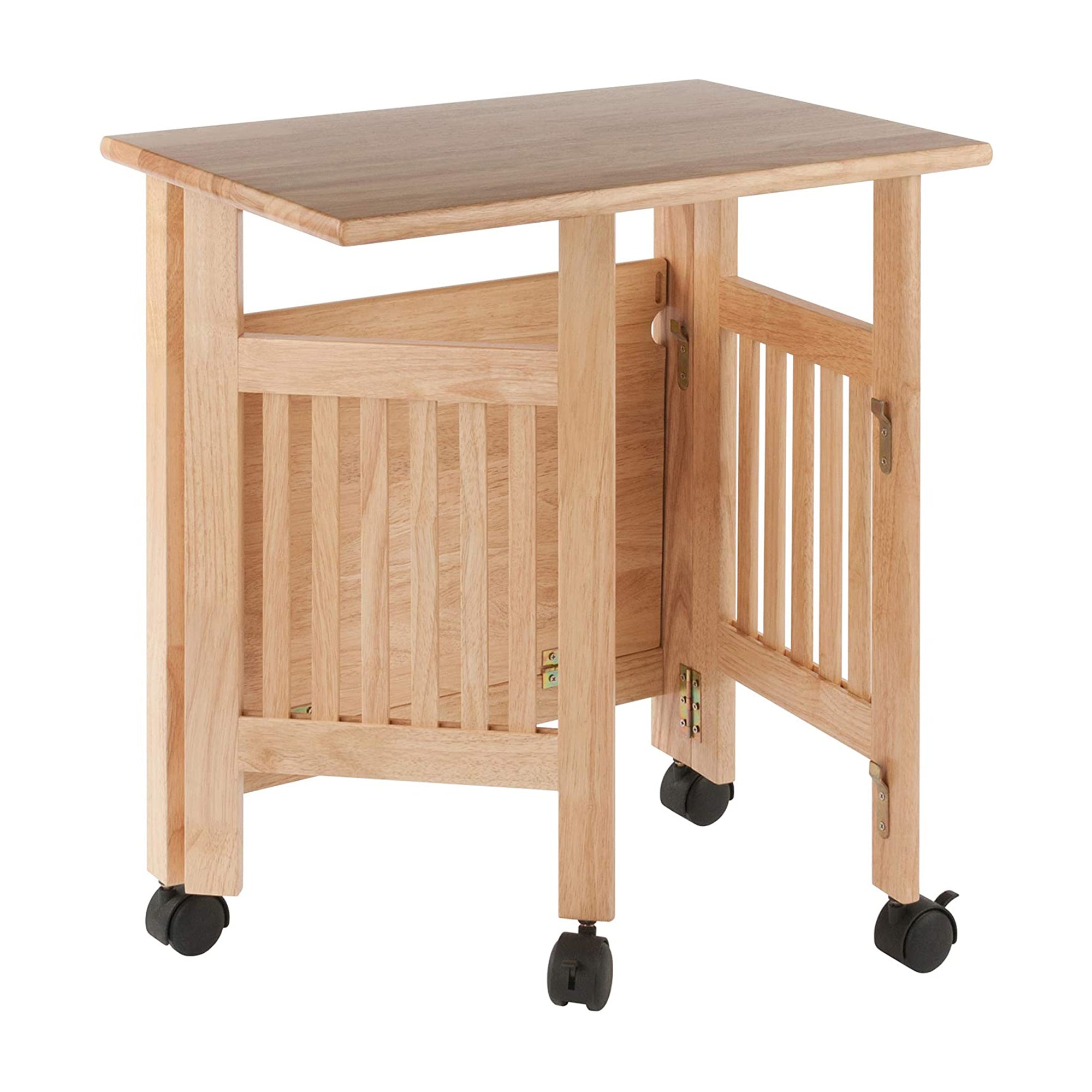 Winsome 27.17 Inch Wooden Mission Foldable Rolling Office Printer Stand, Natural