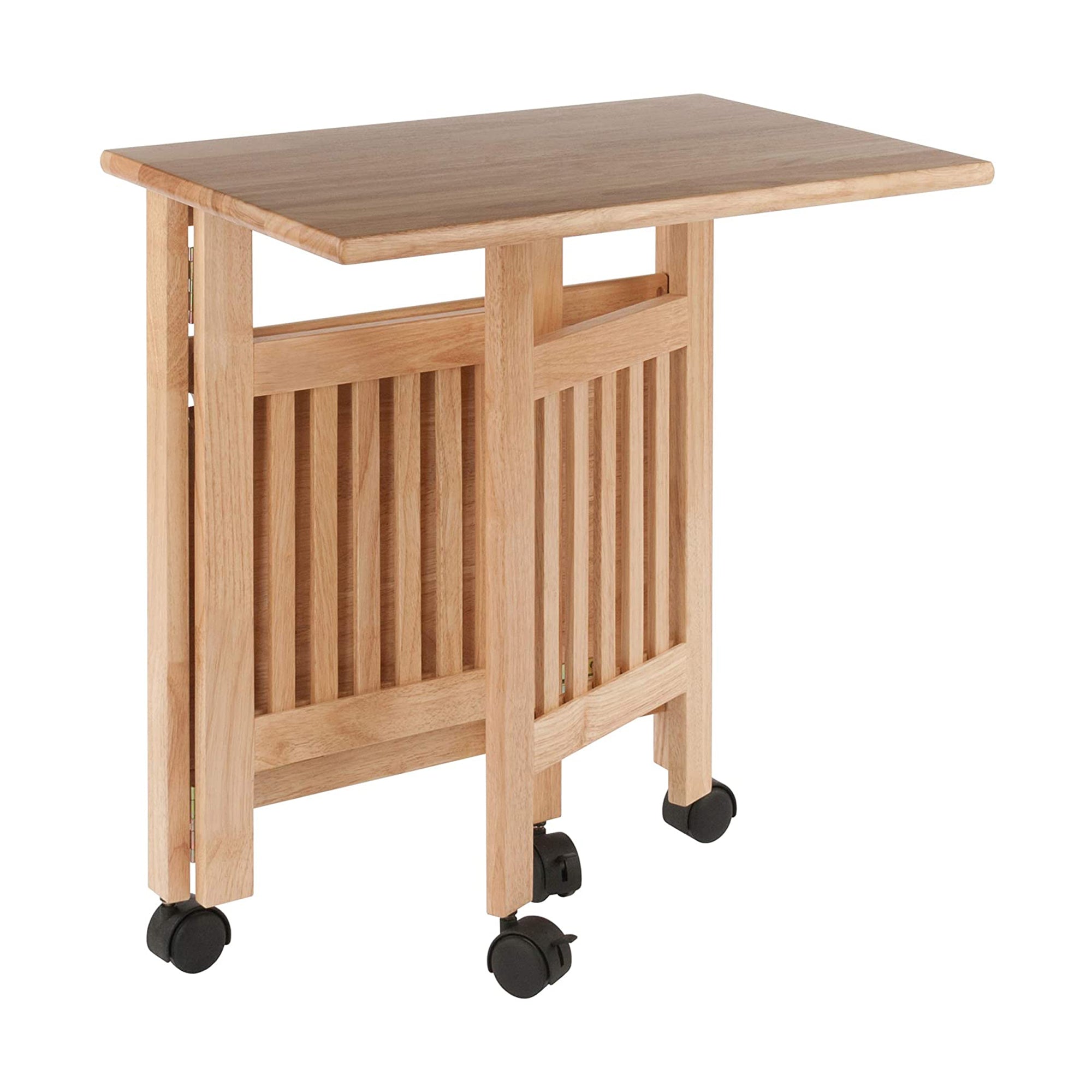 Winsome 27.17 Inch Wooden Mission Foldable Rolling Office Printer Stand, Natural