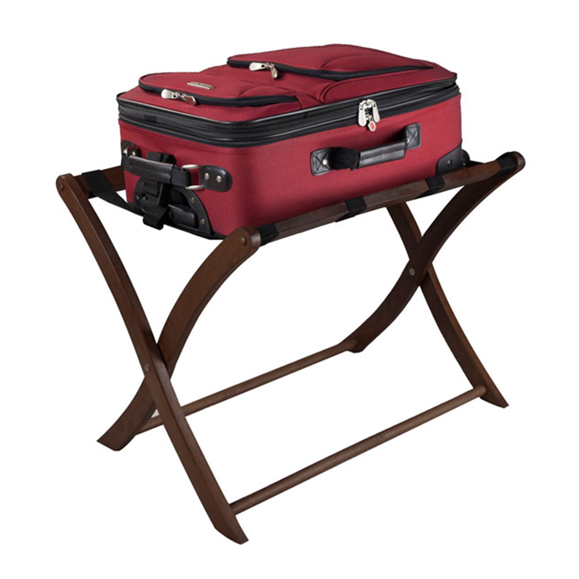 Winsome Scarlett Collapsible Wood Hotel Style Luggage Storage Rack, Walnut