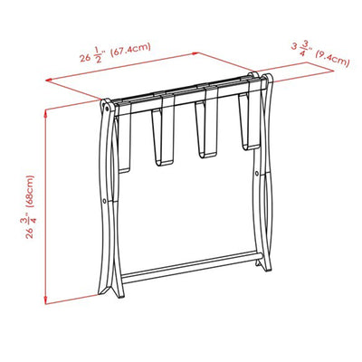 Winsome Scarlett Collapsible Wood Hotel Style Luggage Storage Rack, Walnut