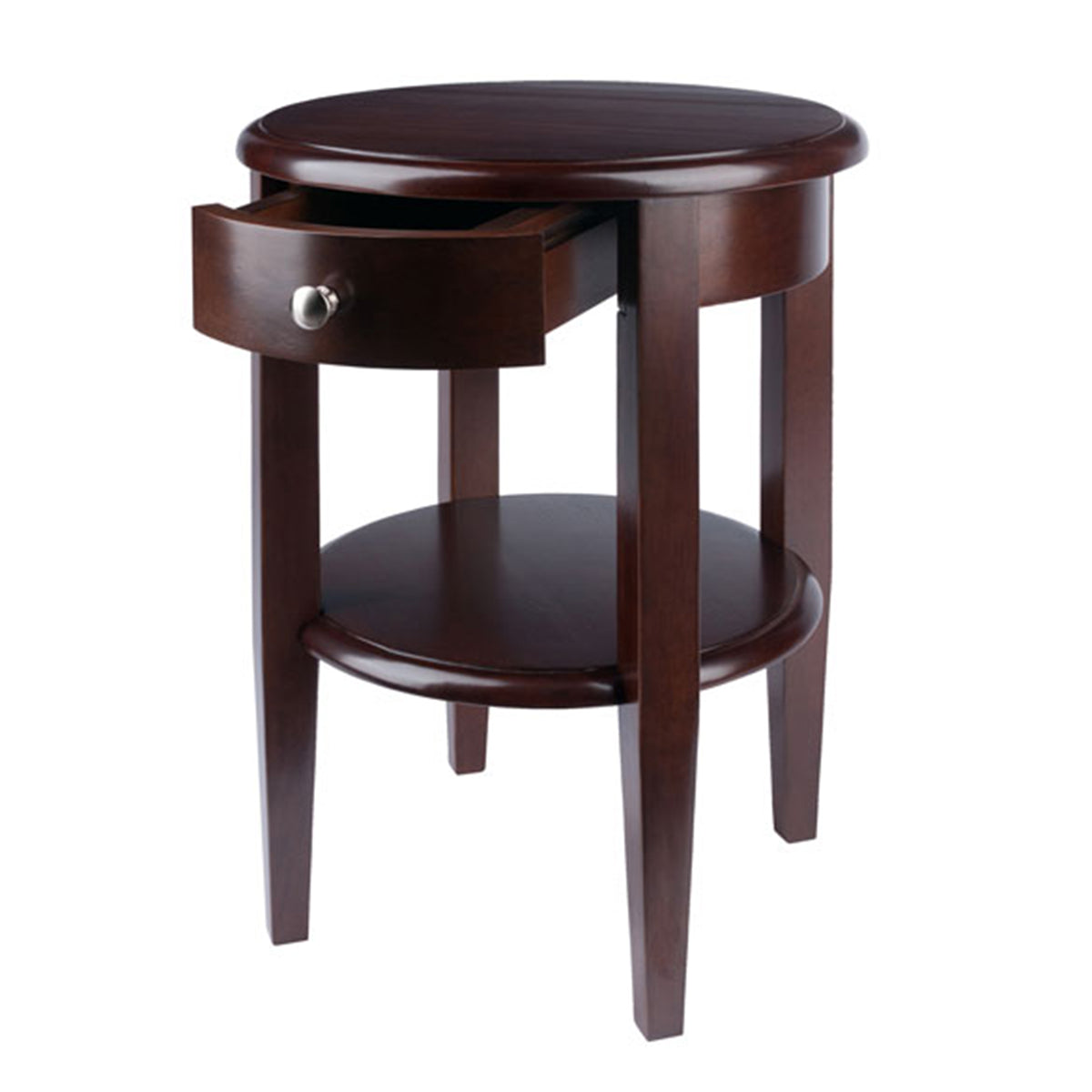 Winsome 22.48 Inch Tall Wooden Concord Occasional End Table with Drawer, Walnut