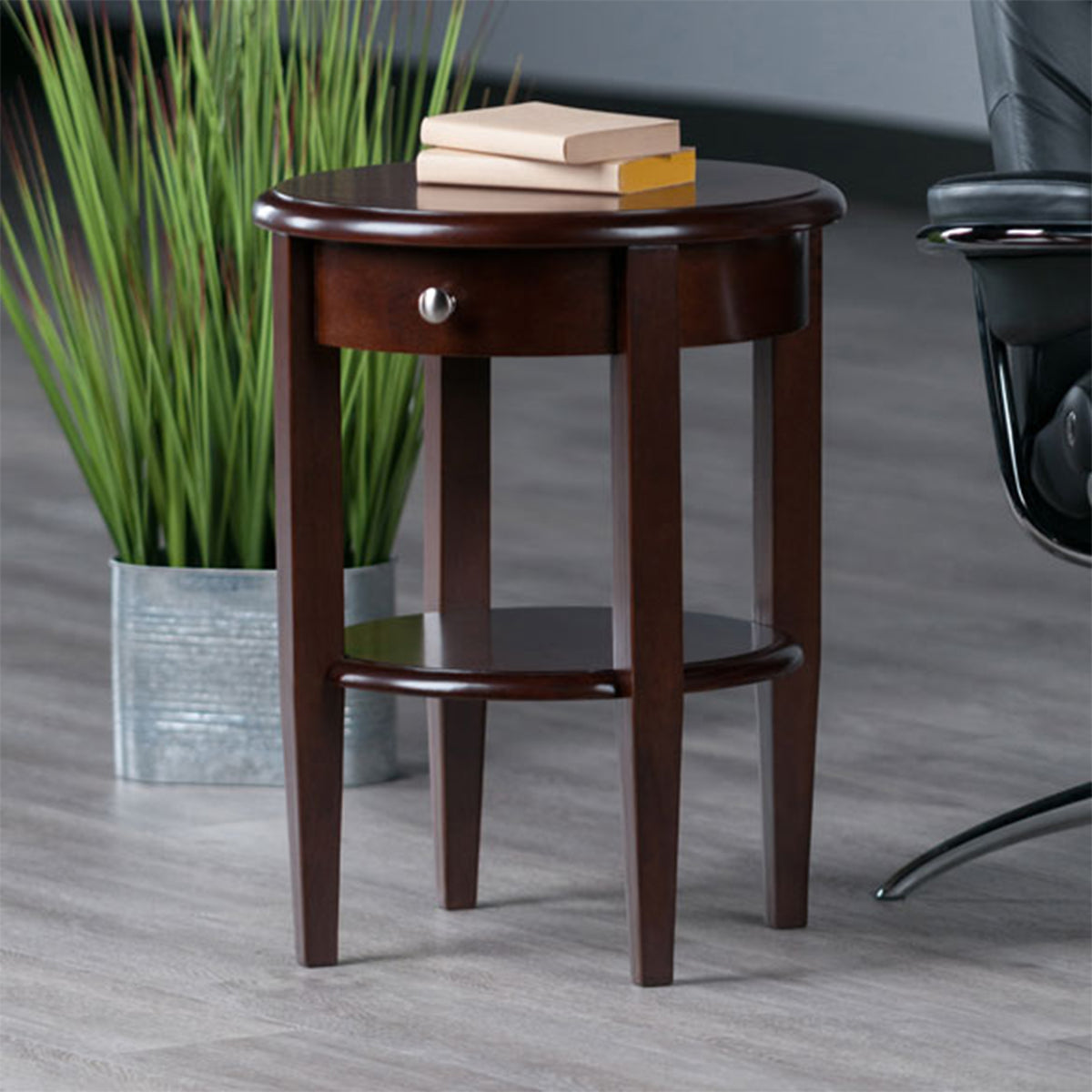 Winsome 22.48 Inch Tall Wooden Concord Occasional End Table with Drawer, Walnut