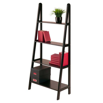 Winsome 92428 Avalon 4 Tier Modern Beechwood A-Frame Book Shelf, Dark Espresso