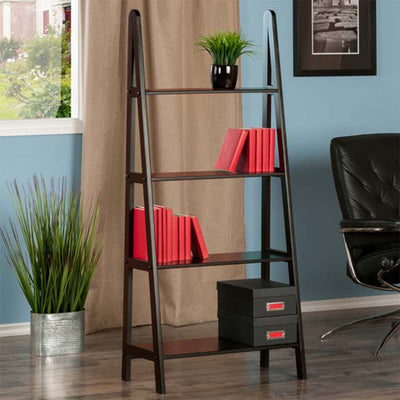 Winsome 92428 Avalon 4 Tier Modern Beechwood A-Frame Book Shelf, Dark Espresso