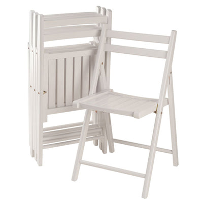 Winsome Robin Fully Assembled Solid Wood Slatted Folding Chairs, Set of 4, White