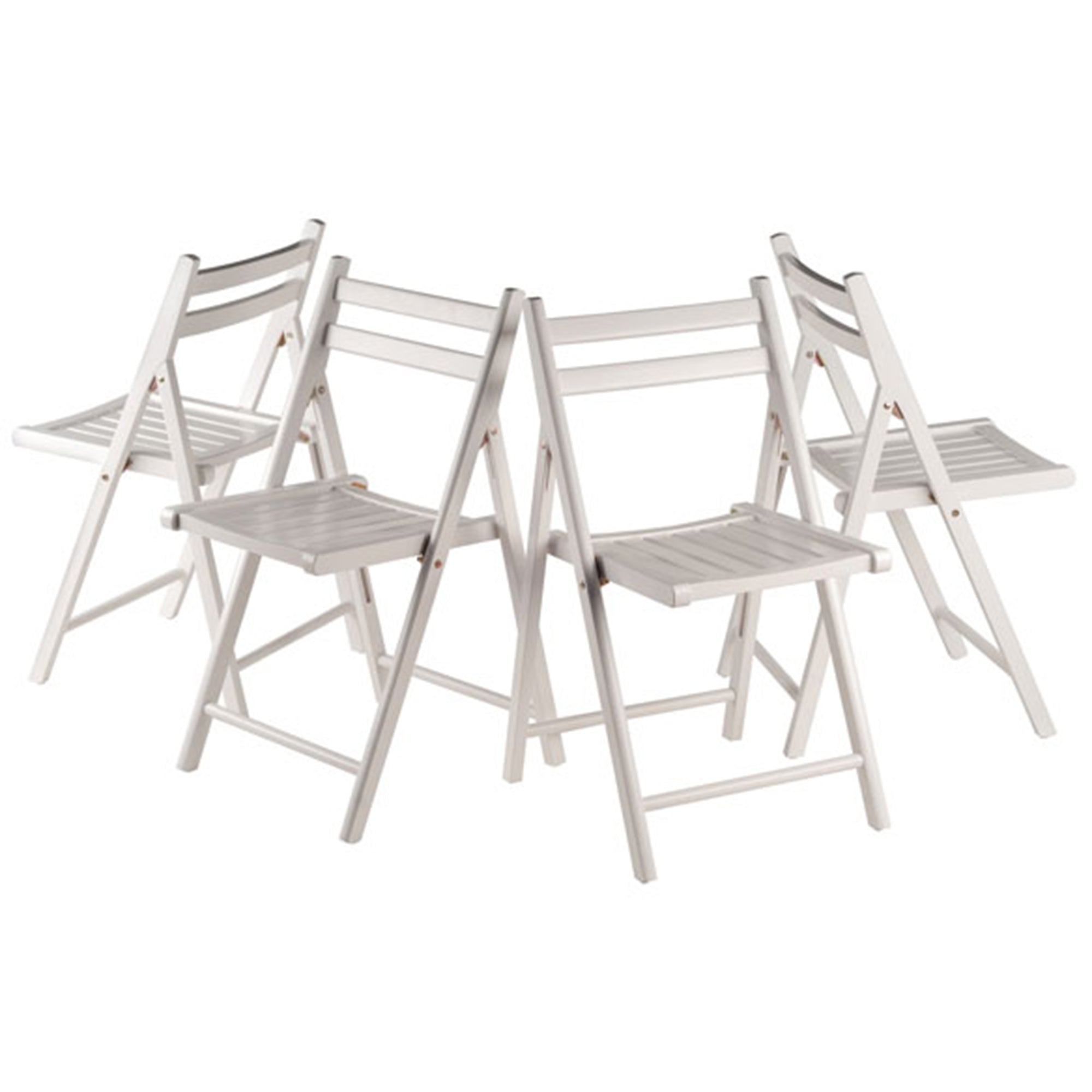 Winsome Robin Fully Assembled Solid Wood Slatted Folding Chairs, Set of 4, White