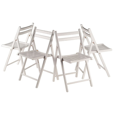 Winsome Robin Fully Assembled Solid Wood Slatted Folding Chairs, Set of 4, White