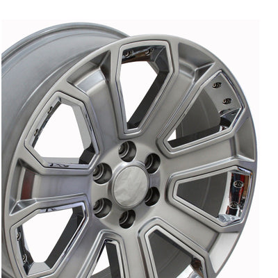 OE Wheels CV93 22x9in Hyper Black Wheel Rim for Chevy Silverado w/Chrome Inserts