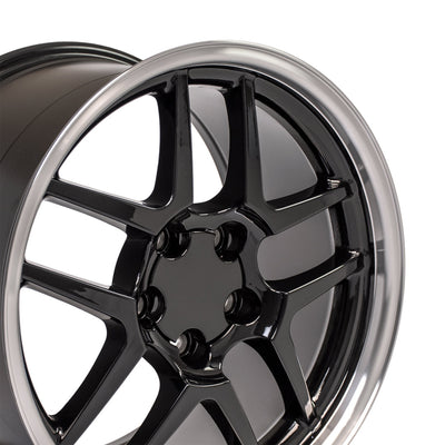 OE Wheels CV02 18 x 10.5 Inch Black Wheel Rim with Machined Lip for Corvette