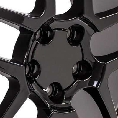 OE Wheels CV02 18 x 10.5 Inch Black Wheel Rim with Machined Lip for Corvette