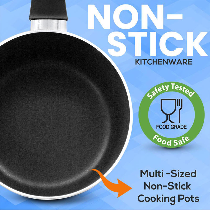 SereneLife 15 Piece Pots and Pans Non Stick Chef Kitchenware Cookware Set, Black