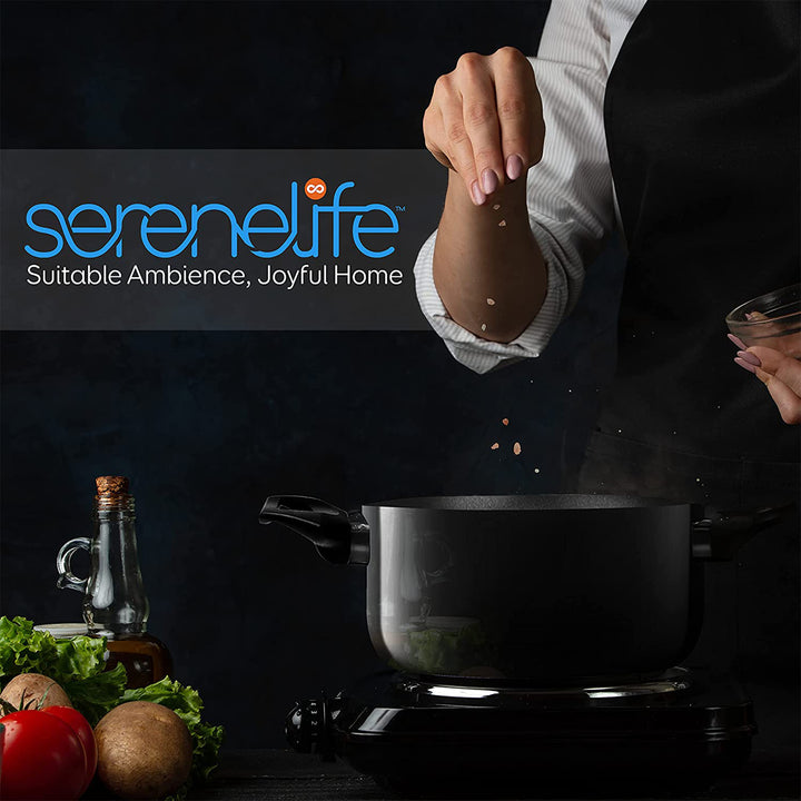 SereneLife Basic 11 Piece Non Stick Pots, Pans, and Utensil Set (Open Box)