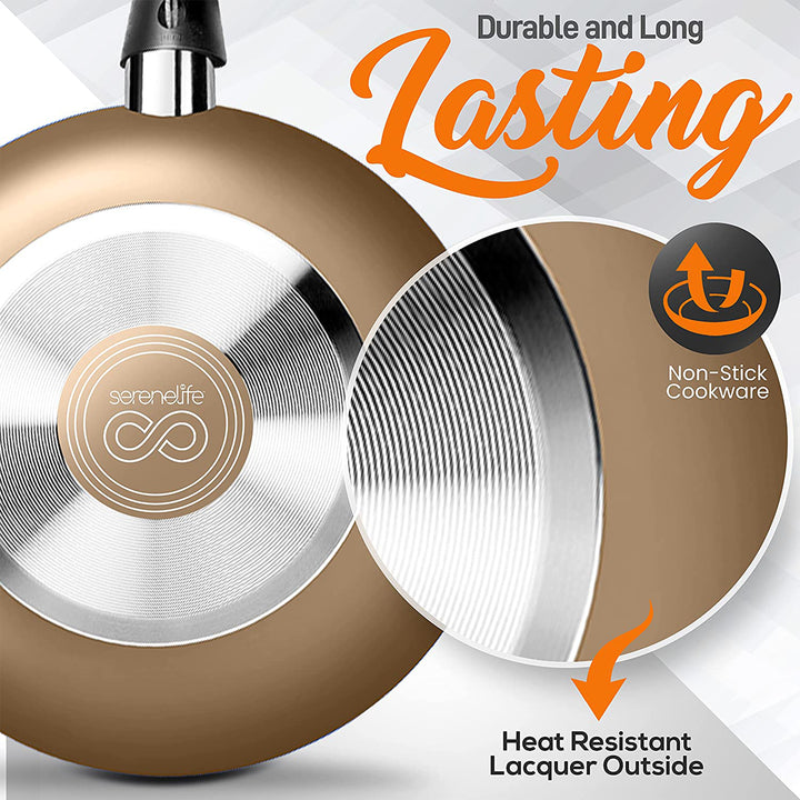 SereneLife 15 Piece Pots and Pans Home Non Stick Cookware Set (Open Box) - VMInnovations