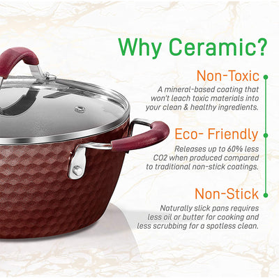 NutriChef 11Pc Nonstick Diamond Pattern Kitchen Cookware Pot & Pan Set(Open Box) - VMInnovations